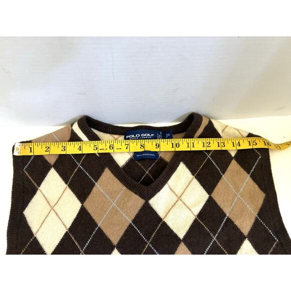 Polo Golf Ralph Lauren Wool Plaid Sweater Vest – Men’s L Brown - Picture 6 of 8